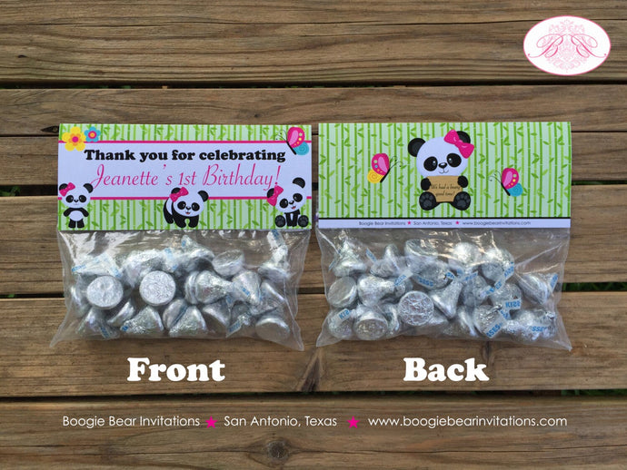 Panda Bear Birthday Party Treat Bag Toppers Folded Favor Tent Girl Pink Green Blue Wild Zoo Animals Boogie Bear Invitations Jeanette Theme