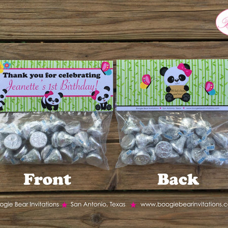 Panda Bear Birthday Party Treat Bag Toppers Folded Favor Tent Girl Pink Green Blue Wild Zoo Animals Boogie Bear Invitations Jeanette Theme