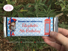 Load image into Gallery viewer, London England Birthday Party Candy Bar Wraps Wrappers Sticker Girl United Kingdom Great Britain Boogie Bear Invitations Elizabeth Theme