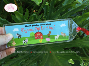 Farm Animals Birthday Party Bookmarks Favor Girl Boy Red Barn Country Gift Petting Zoo Horse Cow Sheep Boogie Bear Invitations Peyton Theme