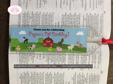 Load image into Gallery viewer, Farm Animals Birthday Party Bookmarks Favor Girl Boy Red Barn Country Gift Petting Zoo Horse Cow Sheep Boogie Bear Invitations Peyton Theme