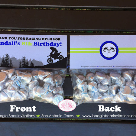 Dirt Bike Birthday Party Treat Bag Toppers Folded Favor Blue Enduro Motocross Motorcycle Racing Race Boogie Bear Invitations Randall Theme