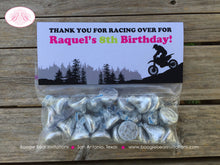 Load image into Gallery viewer, Dirt Bike Birthday Party Treat Bag Toppers Folded Favor Pink Enduro Motocross Motorcycle Racing Track Boogie Bear Invitations Raquel Theme