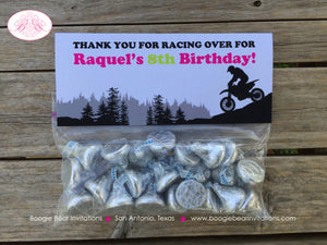 Dirt Bike Birthday Party Treat Bag Toppers Folded Favor Pink Enduro Motocross Motorcycle Racing Track Boogie Bear Invitations Raquel Theme