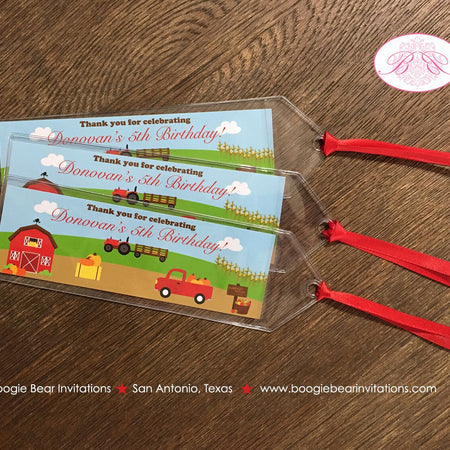 Farm Animals Birthday Party Bookmarks Favor Girl Boy Red Truck Barn Country Gift Pumpkin Fall Autumn Boogie Bear Invitations Donovan Theme