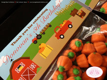 Load image into Gallery viewer, Farm Harvest Birthday Party Treat Bag Toppers Folded Favor Barn Girl Boy Country Red Truck Tractor Tag Boogie Bear Invitations Donovan Theme