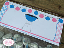 Load image into Gallery viewer, BBQ Reveal Baby Shower Treat Bag Toppers Folded Favor Grill Q Pink Blue Boy Girl Barbecue Party Twins Boogie Bear Invitations Shannon Theme