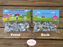 Load image into Gallery viewer, Pink Farm Birthday Party Treat Bag Toppers Folded Favor Girl Barn Animals Tractor Horse Cow Pig Sheep Boogie Bear Invitations Shirley Theme
