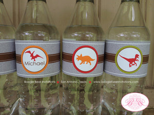 Dinosaur Birthday Party Bottle Wraps Wrappers Cover Label Tag Boy Girl Jurassic Roar Stomp Prehistoric Boogie Bear Invitations Michael Theme