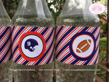 Load image into Gallery viewer, Football Birthday Party Bottle Wraps Wrappers Label Cover Red Blue Touchdown Game Sports Ball Pro Team Boogie Bear Invitations Odell Theme