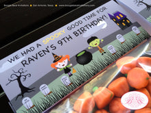 Load image into Gallery viewer, Halloween Birthday Party Treat Bag Toppers Folded Favor Boy Girl Cemetery Graveyard Haunted House Boogie Bear Invitations Raven Lee Theme