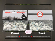Load image into Gallery viewer, Red Dirt Bike Party Treat Bag Toppers Birthday Folded Favor Enduro Motocross Motorcycle Racing Track Boogie Bear Invitations Trent Theme