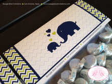 Load image into Gallery viewer, Blue Elephant Baby Shower Treat Bag Toppers Folded Favor Navy Lime Green Chevron Wild Zoo Animals Love Boogie Bear Invitations Sloane Theme