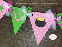 Load image into Gallery viewer, Lucky Charm Birthday Party Banner Pennant Garland Girl St. Patrick&#39;s Day Pink Green Shamrock Clover 1st Boogie Bear Invitations Eileen Theme