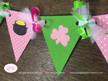 Load image into Gallery viewer, Lucky Charm Birthday Party Banner Pennant Garland Girl St. Patrick&#39;s Day Pink Green Shamrock Clover 1st Boogie Bear Invitations Eileen Theme
