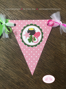 Lucky Charm Pennant I am 1 Banner Birthday Party Highchair Pink Green Shamrock St. Patricks Day 1st 2nd Boogie Bear Invitations Eileen Theme