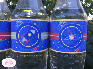 Outer Space Birthday Party Bottle Wraps Wrappers Label Cover Boy Girl Solar System Rocket Galaxy Planet Boogie Bear Invitations Skyler Theme