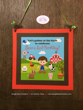 Load image into Gallery viewer, Farm Animals Birthday Door Banner Boy Red Barn Tractor Country Bird Petting Zoo Horse Cow Pig Lamb Sheep Boogie Bear Invitations Sean Theme