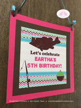 Load image into Gallery viewer, Bass Fishing Birthday Party Door Banner Fish Pink Girl Pole Rod Bob Reel Boat Fisherman Great Outdoors Boogie Bear Invitations Eartha Theme