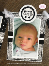 Load image into Gallery viewer, Mr. Wonderful Photo Timeline Banner 1st Onederful Birthday Bow Tie Mustache First Silver White Black ONE Boogie Bear Invitations Otis Theme