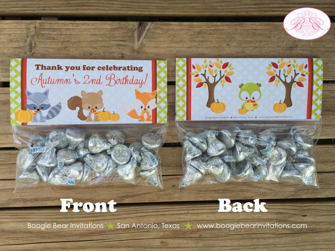 Forest Animals Birthday Party Treat Bag Toppers Folded Favor Fall Pumpkin Boy Girl Woodland Harvest Boogie Bear Invitations Autumn Rae Theme