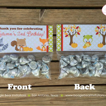 Forest Animals Birthday Party Treat Bag Toppers Folded Favor Fall Pumpkin Boy Girl Woodland Harvest Boogie Bear Invitations Autumn Rae Theme