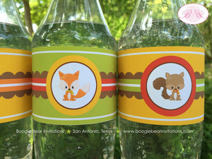 Forest Animals Birthday Party Bottle Wraps Wrapper Cover Label Fall Pumpkin Boy Girl Woodland Fox Boogie Bear Invitations Autumn Rae Theme