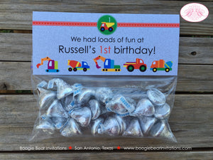 Construction Birthday Party Treat Bag Toppers Folded Favor Vehicles Boy Girl Dump Truck Caution Zone Boogie Bear Invitations Russell Theme