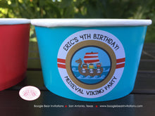 Load image into Gallery viewer, Viking Birthday Party Treat Cups Candy Buffet Paper Warrior Boy Girl Red Blue Ship Boat Sea Swim Swimming Boogie Bear Invitations Eric Theme