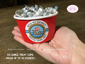 Viking Birthday Party Treat Cups Candy Buffet Paper Warrior Boy Girl Red Blue Ship Boat Sea Swim Swimming Boogie Bear Invitations Eric Theme