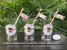 Load image into Gallery viewer, Lucky Charm Birthday Party Beverage Cups Plastic Drink Girl Pink Green St. Patrick&#39;s Four Leaf Clover Boogie Bear Invitations Eileen Theme