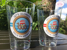 Load image into Gallery viewer, Viking Birthday Party Beverage Cups Plastic Drink Warrior Boy Girl Red Blue Ship Swim Swimming Boat Ocean Boogie Bear Invitations Eric Theme