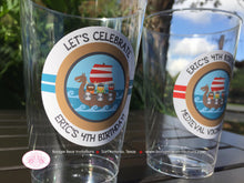 Load image into Gallery viewer, Viking Birthday Party Beverage Cups Plastic Drink Warrior Boy Girl Red Blue Ship Swim Swimming Boat Ocean Boogie Bear Invitations Eric Theme