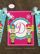 Load image into Gallery viewer, Nutcracker Happy Birthday Banner Party Winter Christmas Pink Green Blue Girl Snowflake Snow Ball Ballet Boogie Bear Invitations Clara Theme