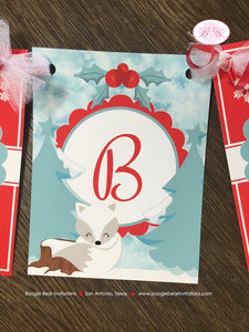 Woodland Winter Fox Baby Shower Banner Welcome Christmas Holiday Snow White Red Birthday Party 1st 2nd Boogie Bear Invitations Aspen Theme