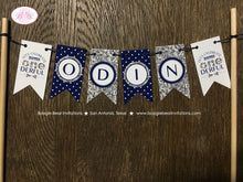 Load image into Gallery viewer, Mr. Wonderful Party Pennant Cake Banner Topper Flag Onederful Blue Silver White Polka Dot Happy Birthday Boogie Bear Invitations Odin Theme