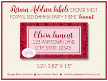 Load image into Gallery viewer, Red Formal Damask Valentine&#39;s Party Invitation Day Love Pattern Wallpaper Boogie Bear Invitations Lamont Theme Paperless Printable Printed