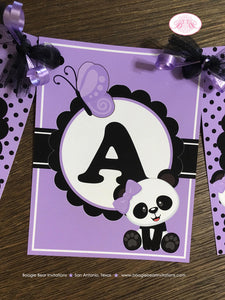 Purple Panda Bear Happy Birthday Banner Party Black Tropical Jungle Girl Lavender 1st 2nd 3rd 4th 5th Boogie Bear Invitations Ronna Theme