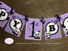 Load image into Gallery viewer, Purple Panda Bear Happy Birthday Banner Party Black Tropical Jungle Girl Lavender 1st 2nd 3rd 4th 5th Boogie Bear Invitations Ronna Theme