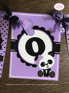 Panda Bear Birthday Name Party Banner Black Purple Lavender Girl Tropical Jungle Butterfly Flower Garden Boogie Bear Invitations Ronna Theme