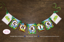 Load image into Gallery viewer, Chameleon Birthday Party Name Banner Boy Girl Rain Forest Amazin Jungle Wild Safari Reptile Animals Zoo Boogie Bear Invitations Chris Theme