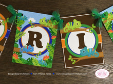 Load image into Gallery viewer, Chameleon Birthday Party Name Banner Boy Girl Rain Forest Amazin Jungle Wild Safari Reptile Animals Zoo Boogie Bear Invitations Chris Theme