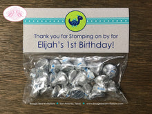 Load image into Gallery viewer, Dinosaur Birthday Party Treat Bag Toppers Folded Favor Green Blue Lime Girl Boy Little Prehistoric Dino Boogie Bear Invitations Elijah Theme