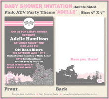 Load image into Gallery viewer, Pink ATV Baby Shower Party Invitation Glitter Girl All Terrain Vehicle Quad 4 Wheeler Racing Boogie Bear Invitations Adelle Theme Printed