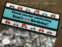 Load image into Gallery viewer, Cars Trucks Birthday Party Treat Bag Toppers Folded Favor Girl Boy Red Blue Black Road Trip Honk Beep Taxi Boogie Bear Invitations Sam Theme