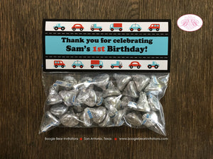 Cars Trucks Birthday Party Treat Bag Toppers Folded Favor Girl Boy Red Blue Black Road Trip Honk Beep Taxi Boogie Bear Invitations Sam Theme