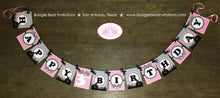 Load image into Gallery viewer, Pink ATV Happy Birthday Party Banner Racing Black Grey Silver Girl 1st 2nd 3rd 4th 5th 6th 7th 8th 9th Boogie Bear Invitations Adeline Theme