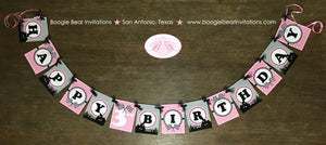 Pink ATV Happy Birthday Party Banner Racing Black Grey Silver Girl 1st 2nd 3rd 4th 5th 6th 7th 8th 9th Boogie Bear Invitations Adeline Theme