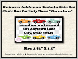 Race Car Birthday Party Invitation Classic Sports Coupe Vintage Antique Boy Boogie Bear Invitations Gordon Theme Paperless Printable Printed