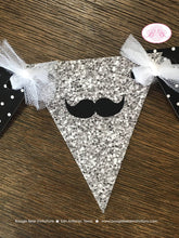 Load image into Gallery viewer, Mr. Wonderful Birthday Party Banner Pennant Garland Boy Silver Black White ONE Onederful Bow Tie Mustache Boogie Bear Invitations Otis Theme